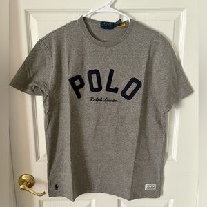 Ralph Lauren Gray Crewneck Tee with Navy POLO Chest Appliqué